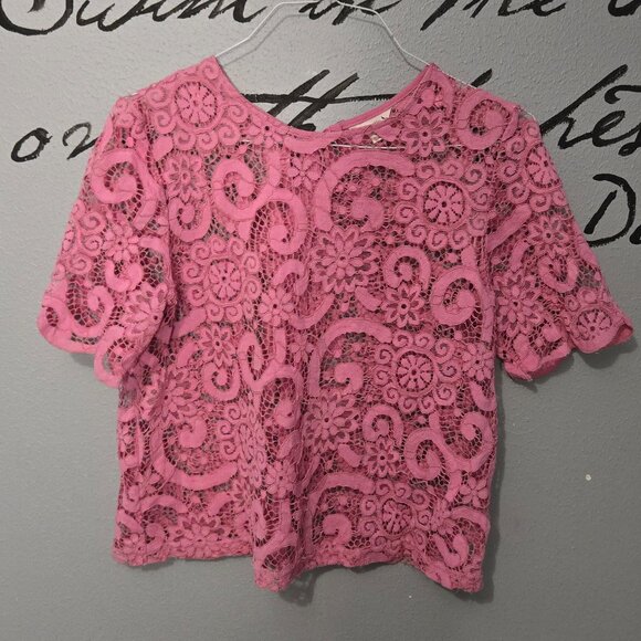 Nanette Nanette Lepore Lace Tie Back Pink Top, M - Picture 5 of 6